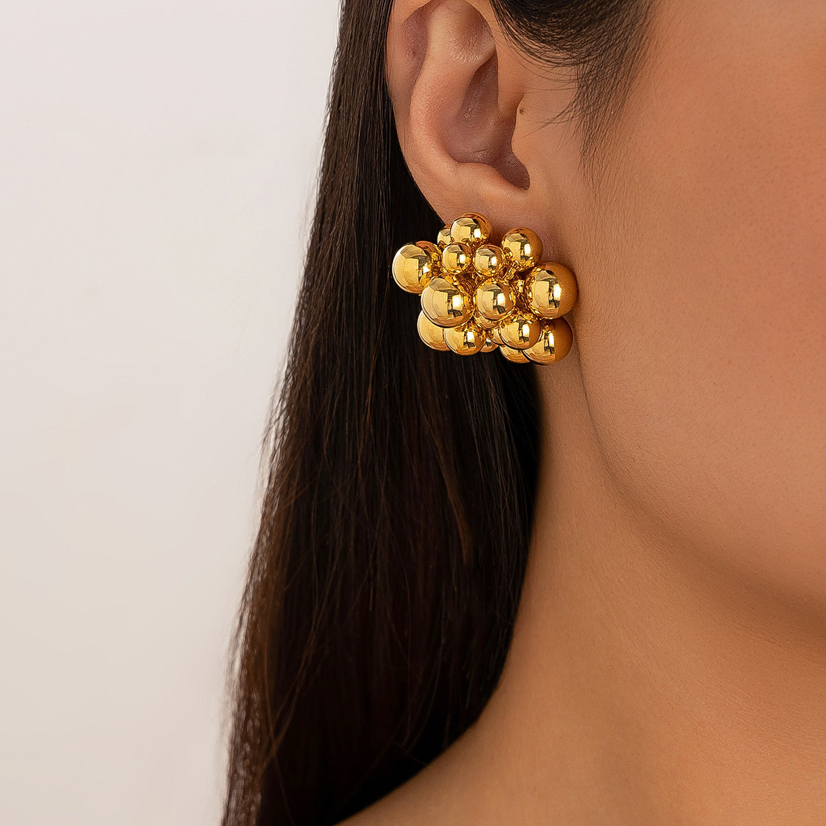Geometric Metal Bead Earrings Stylish Casual Jewelry