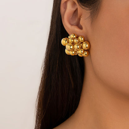 Geometric Metal Bead Earrings Stylish Casual Jewelry