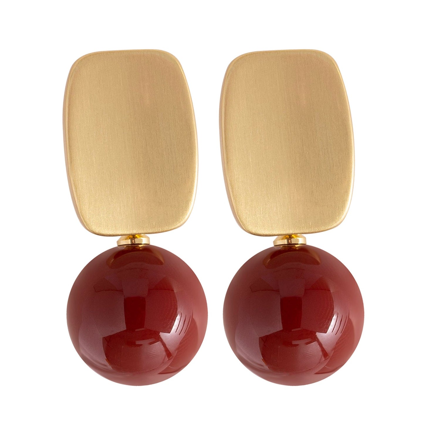 Elegant Round Red Pearl Ear Clips For Women