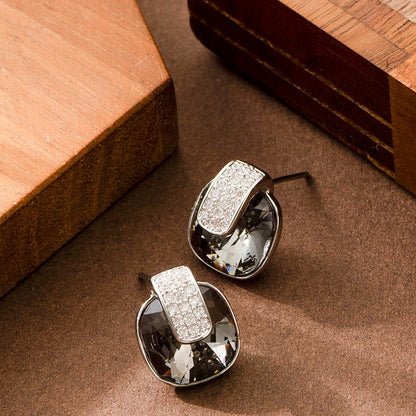 Elegant Geometric Crystal Zirconia Earrings For Women