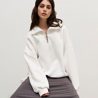 Loose Lapel Zipper Hoodie