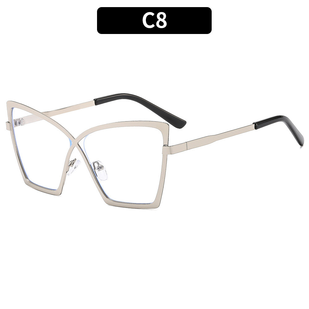 Trendy Large Frame Metal Blue Light Blocking Glasses