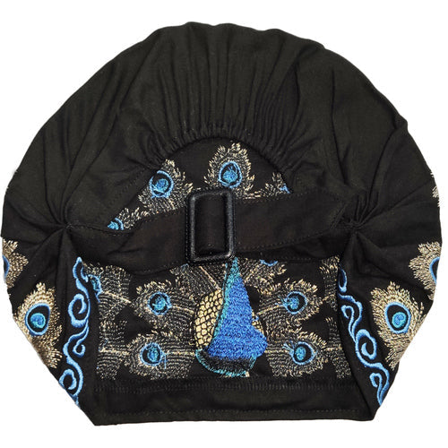 National Style Embroidered Thin Cotton And Linen Hat Women'S Hat Peacock Embroidered Hat Tie Scarf Hat