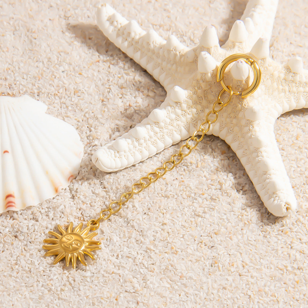 Stainless Steel Starfish & Shell Pendant Jewelry