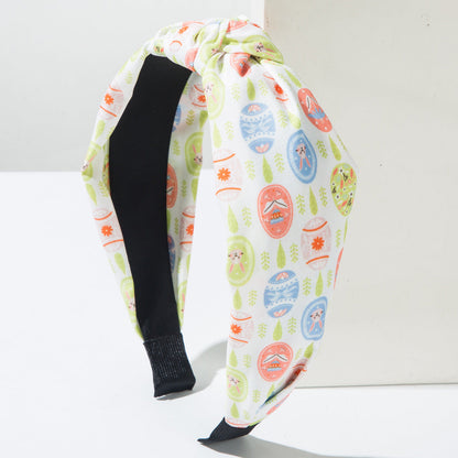 Trendy Easter Bunny Ear Headband Floral Knot Fabric Hairband