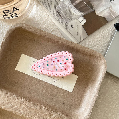 Colorful Rhinestone Polka Dot Heart Hair Clip