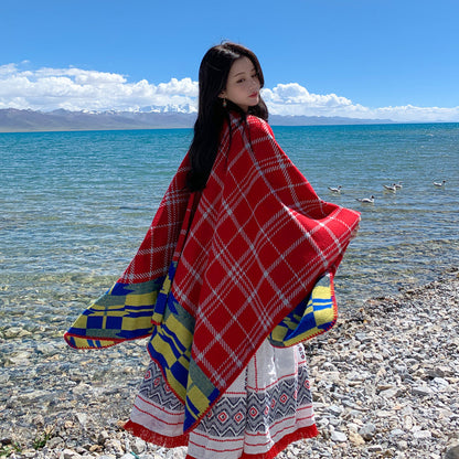 Ethnic Tibetan Shawl Cloak Warm Scarf