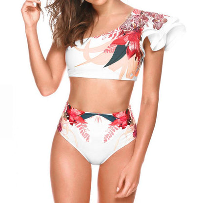 Floral Bikini New Split Swimsuit Women'S Large Print Sexy Split Swimsuit