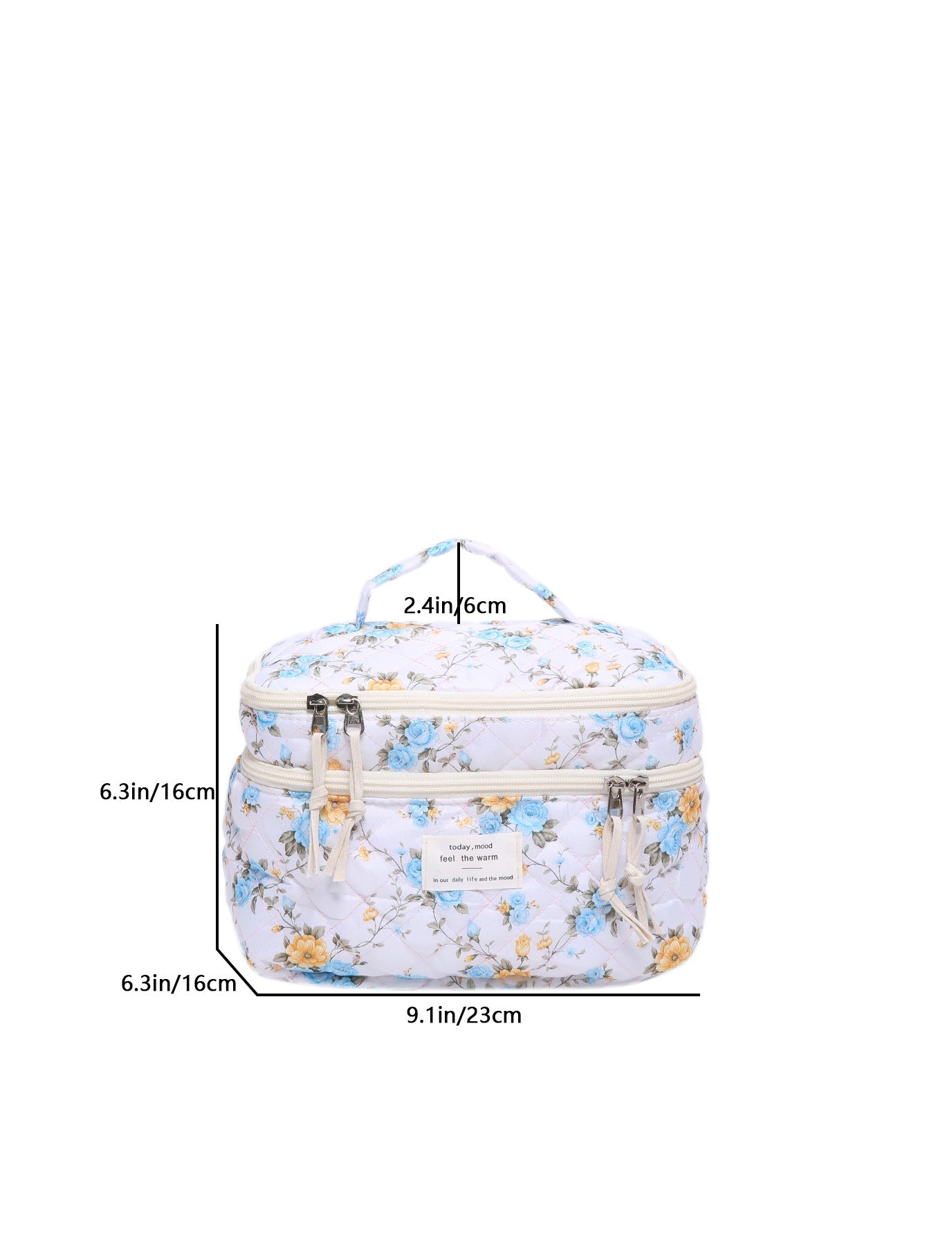 Flower Print Large Capacity Quilted Makeup Bag