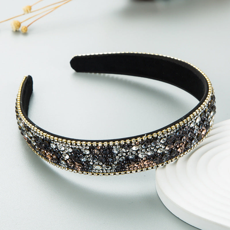 Colorful Rhinestone Wide Headband Elegant Fashion Hair Accessory