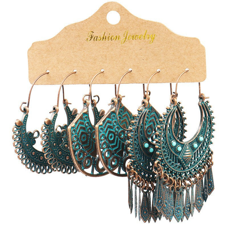 Vintage Geometric Hollow Earrings Alloy Holiday Style