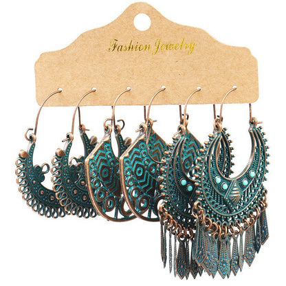 Vintage Geometric Hollow Earrings Alloy Holiday Style