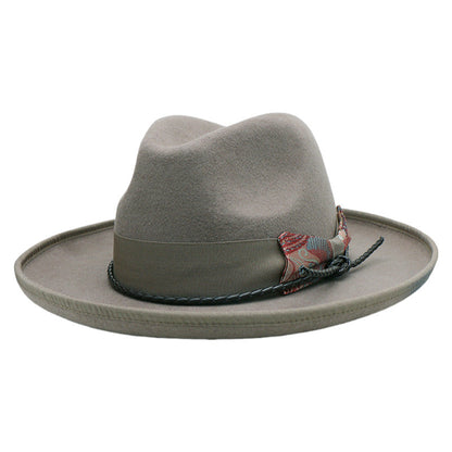 Vintage Wool Felt Men's Fedora Hat with Bow Tie