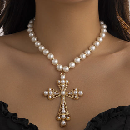 Cyberpunk Style Cross Necklace With Layered Design