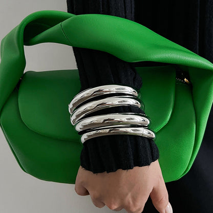Trendy Metal Geometric Cuff Bracelet Set