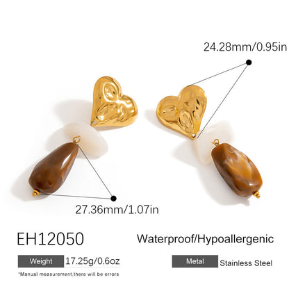 Geometric Resin Dangle Earrings Stainless Steel Chic Accessories