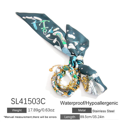 Dopamine Sunflower Pendant Necklace and Bracelet Set - Stainless Steel