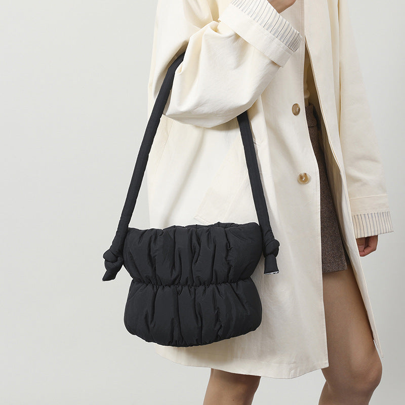Trendy Nylon Bucket Bag Soft Casual Shoulder Bag