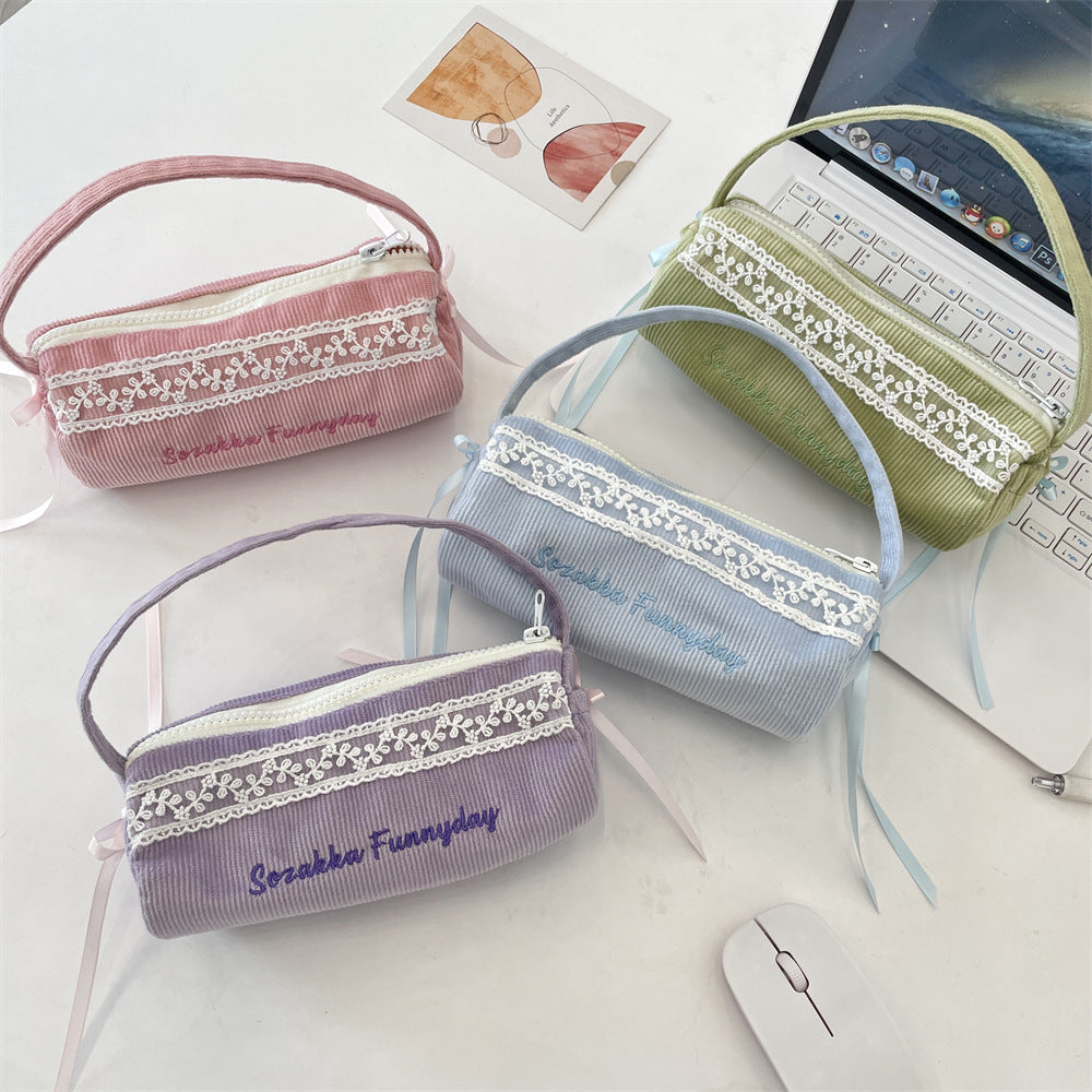 Minimalist Corduroy Makeup Pencil Pouch