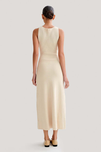 Elegant Button Down Knit Maxi Dress