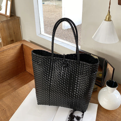 Woven Tote Bag Stylish Casual Beach Bag PVC Material