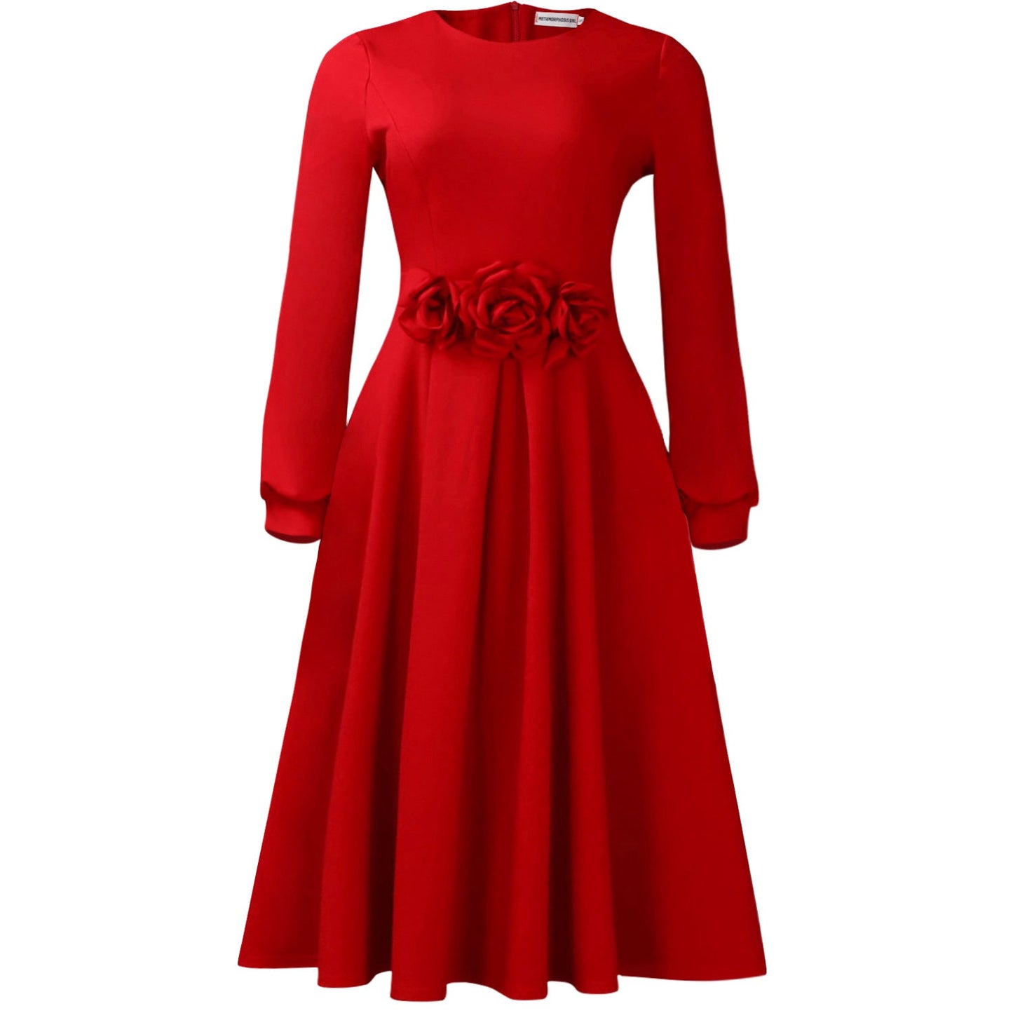 African Floral A-Line Dress Elegant Casual Long Sleeve