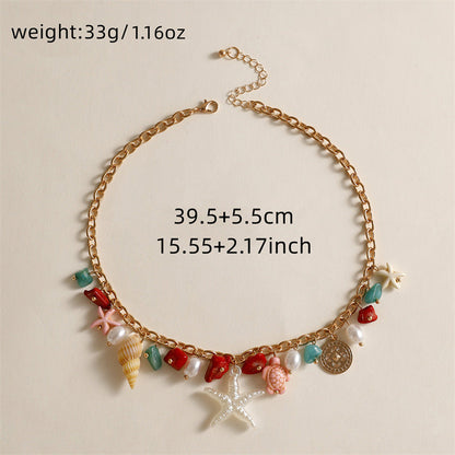 Trendy Shell Conch Pendant Layered Chain Necklace