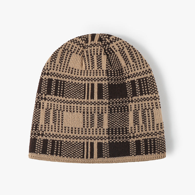 Trendy Striped Color Block Warm Knit Beanie Hat