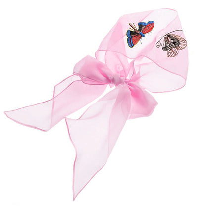 Summer Thin Embroidery Butterfly Narrow Strip Silk Scarf Women Spring And Autumn Versatile Fashion Gauze Scarf Women