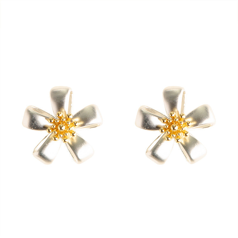 Floral Design Copper Earrings Stylish Casual Ear Studs