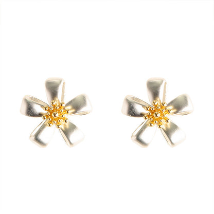 Floral Design Copper Earrings Stylish Casual Ear Studs
