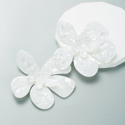 Trendy Floral Acrylic Drop Earrings Retro Style for Women
