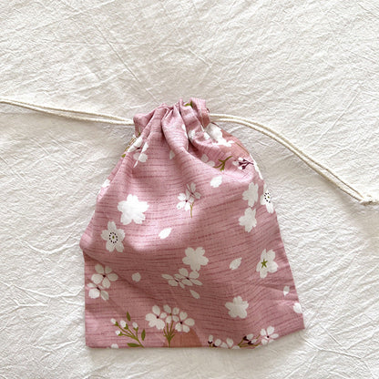 Mini Cotton Drawstring Makeup Pouch Cute Floral Travel Bag