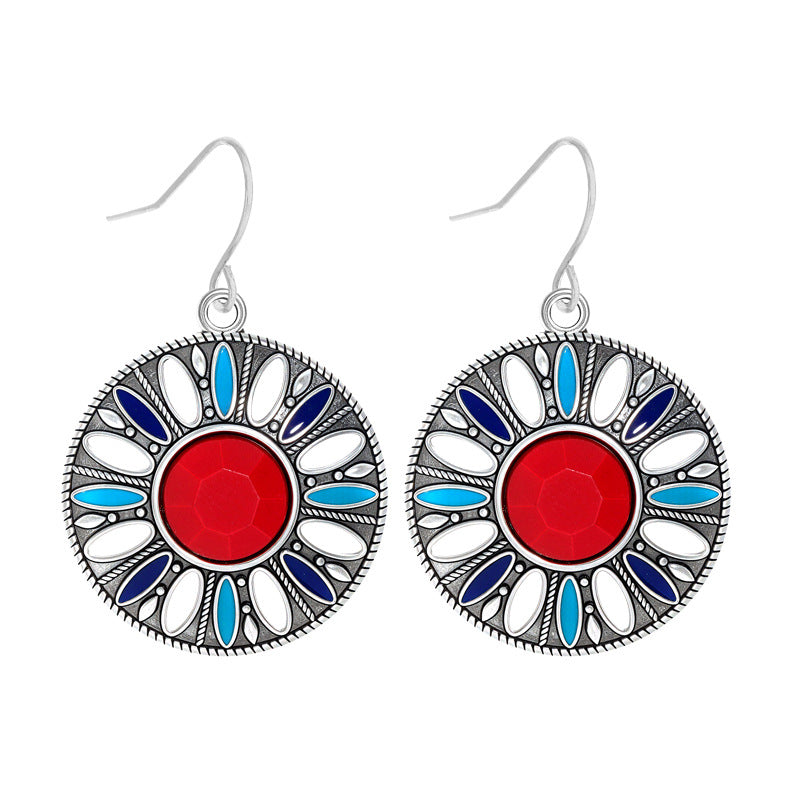 Bohemian Style Round Drop Earrings Geometric Alloy Jewelry