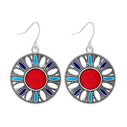 Bohemian Style Round Drop Earrings Geometric Alloy Jewelry