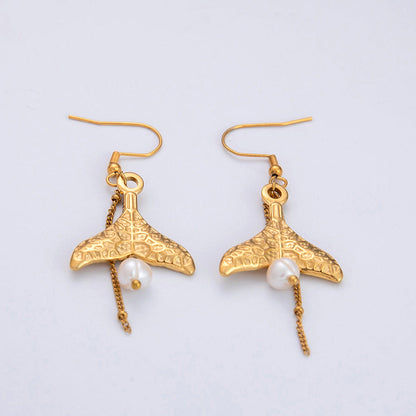 Freshwater Pearl Earrings Ocean Inspired Starfish Seashell Necklace Stainless Steel Adjustable Ring