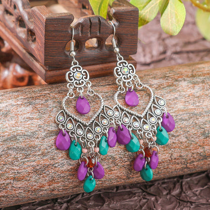 Bohemian Vintage Floral Tassel Earrings for Women