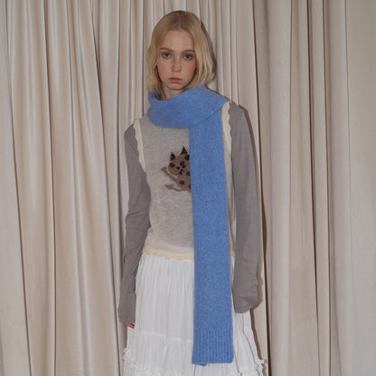 Solid Color Wool Knit Scarf for Women