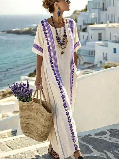 Summer Elegant Large Size Printing Long Pendulum Dress