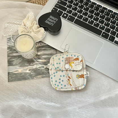 Mini Bluetooth Earphone Organizer Wallet with Floral Design