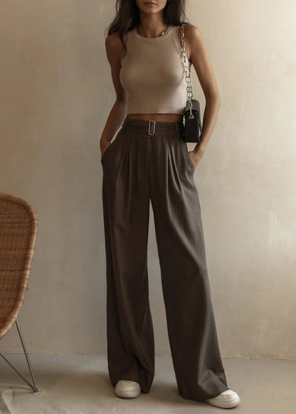 Ribbed Knit Sleeveless Tank Top With Cropped Fit