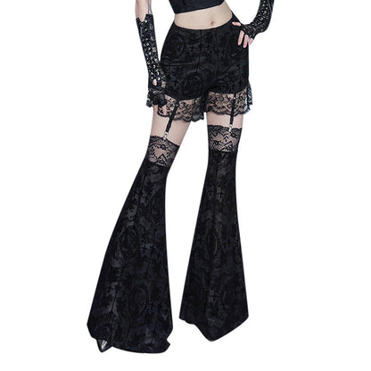 Dark Style Velvet Flare Pants Casual Streetwear