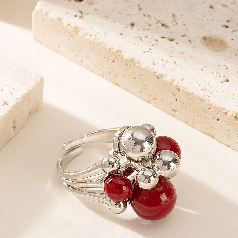 Adjustable Open Pearl Ring For Women In Gold Plated Fashion