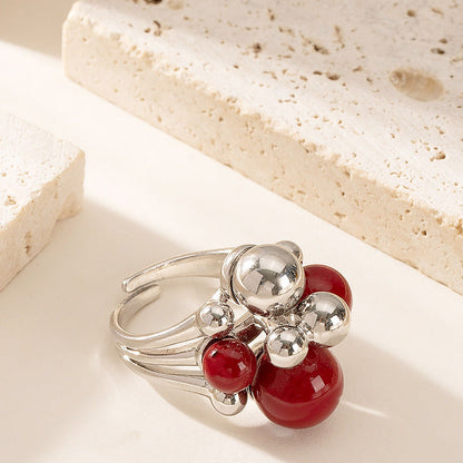 Adjustable Open Pearl Ring For Women In Gold Plated Fashion