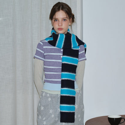 Striped Wool Blend Scarf Soft Cozy Neck Warmer