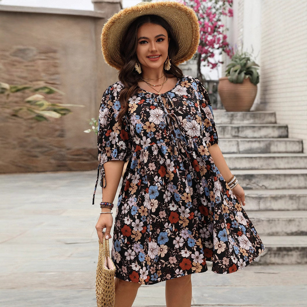 Plus Size Floral Print Casual Dress