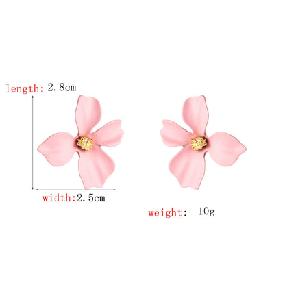 Trendy Floral Alloy Earrings Casual Chic Ear Studs