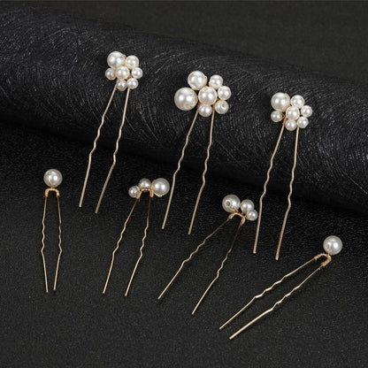Set of 7 Pearl U-Shaped Hair Pins Bride Wedding Hair Accessories