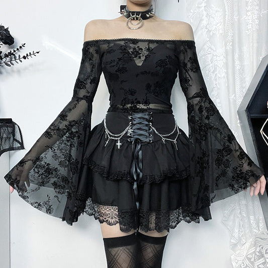 Gothic Layered Cross Chain Mini Skirt for Women