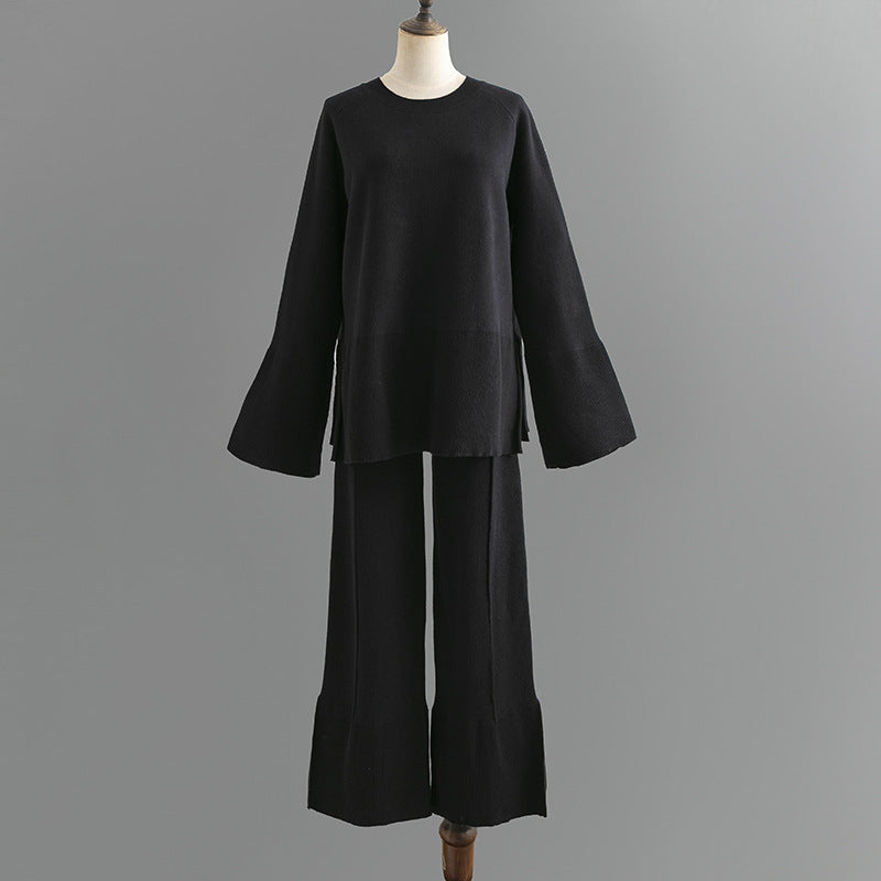 2+ Round Neck Side Split Knit Sets